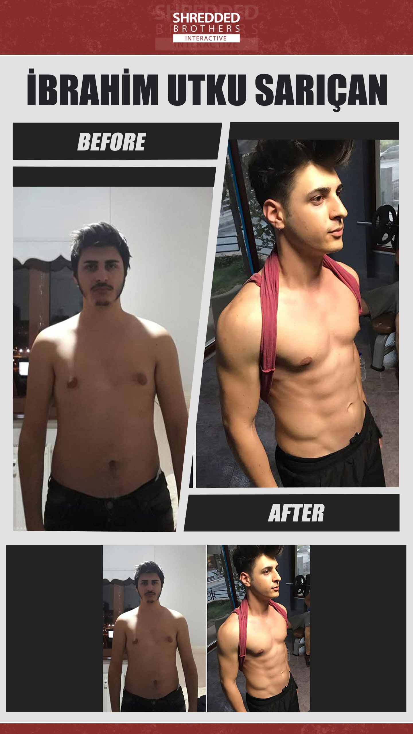 Before and after body transformation of an Idmanify member