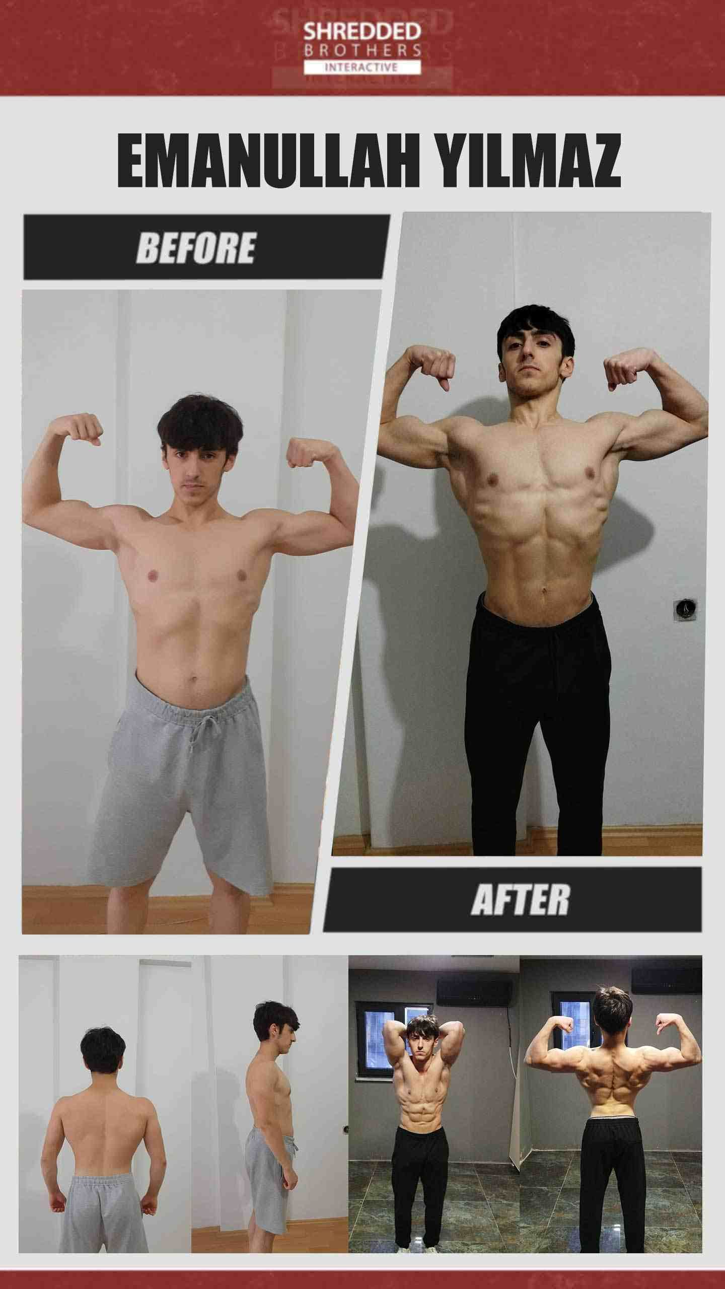 Before and after body transformation of an Idmanify member