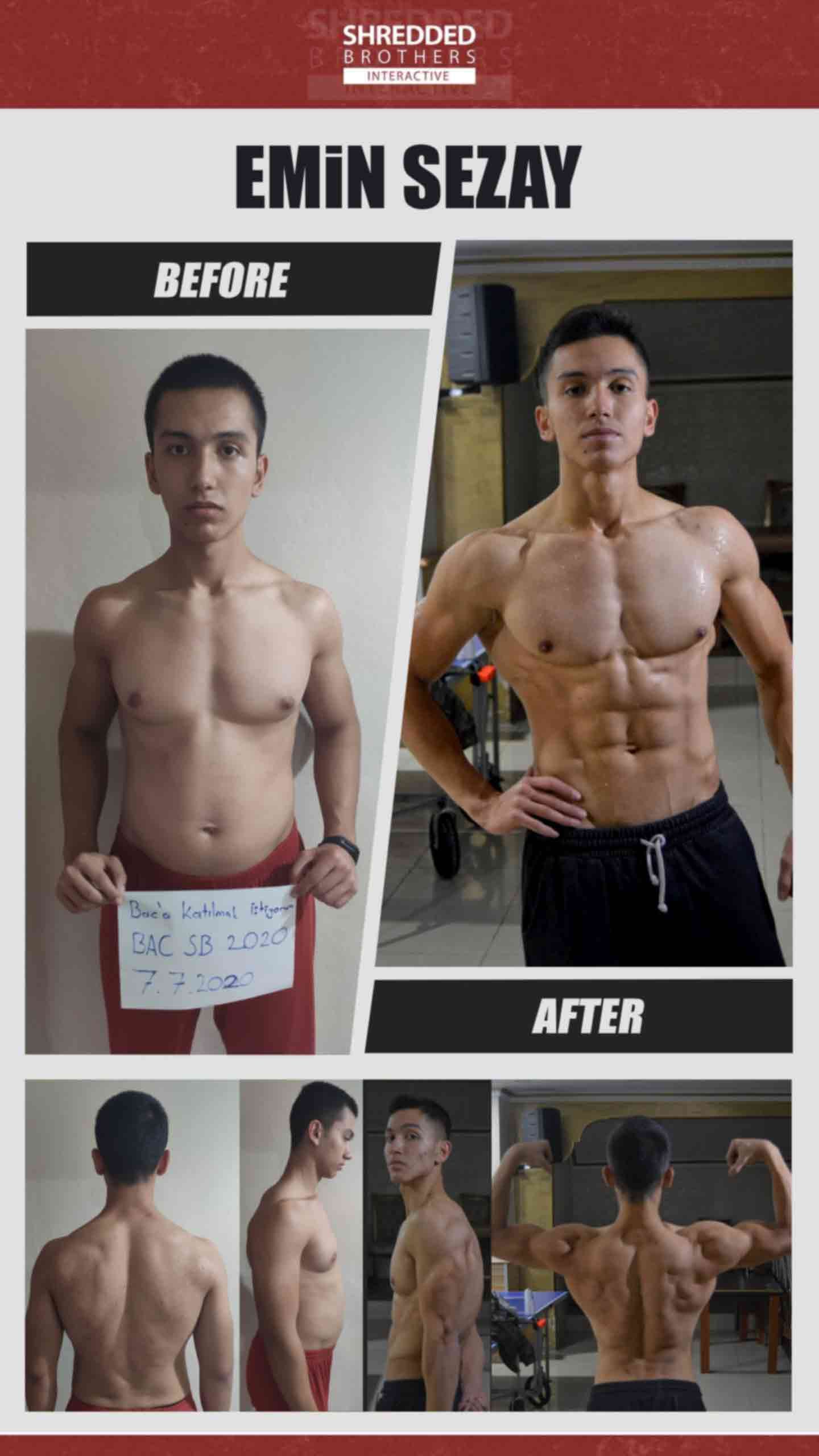Before and after body transformation of an Idmanify member