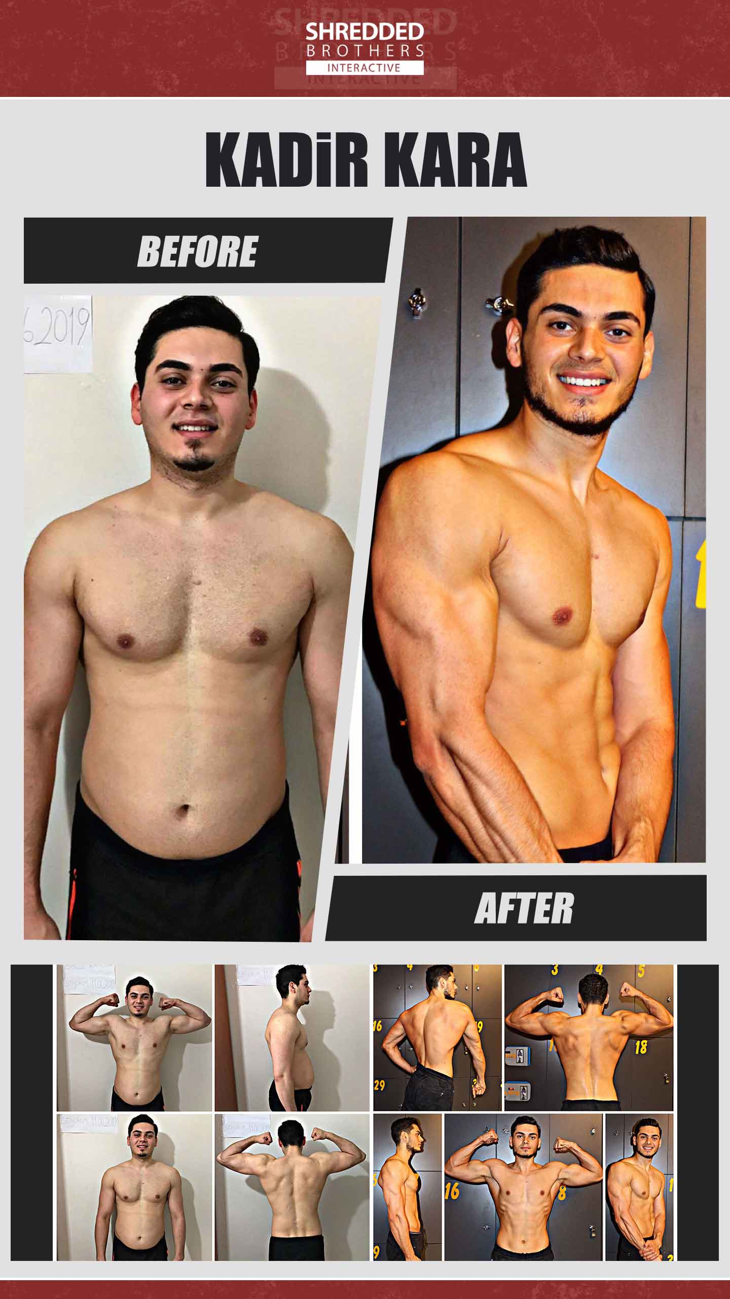 Before and after body transformation of an Idmanify member