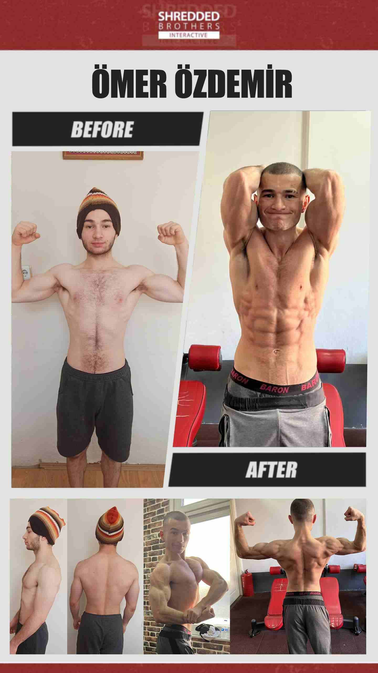 Before and after body transformation of an Idmanify member
