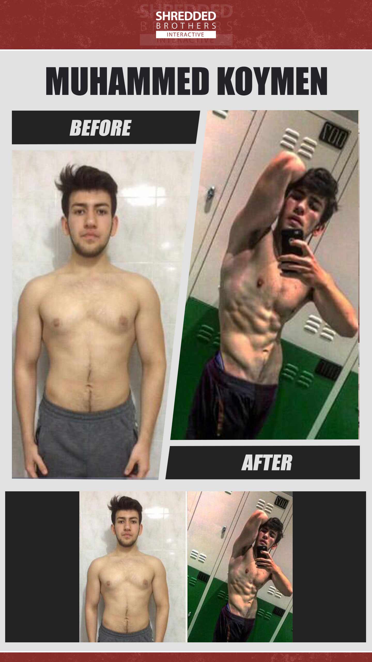 Before and after body transformation of an Idmanify member