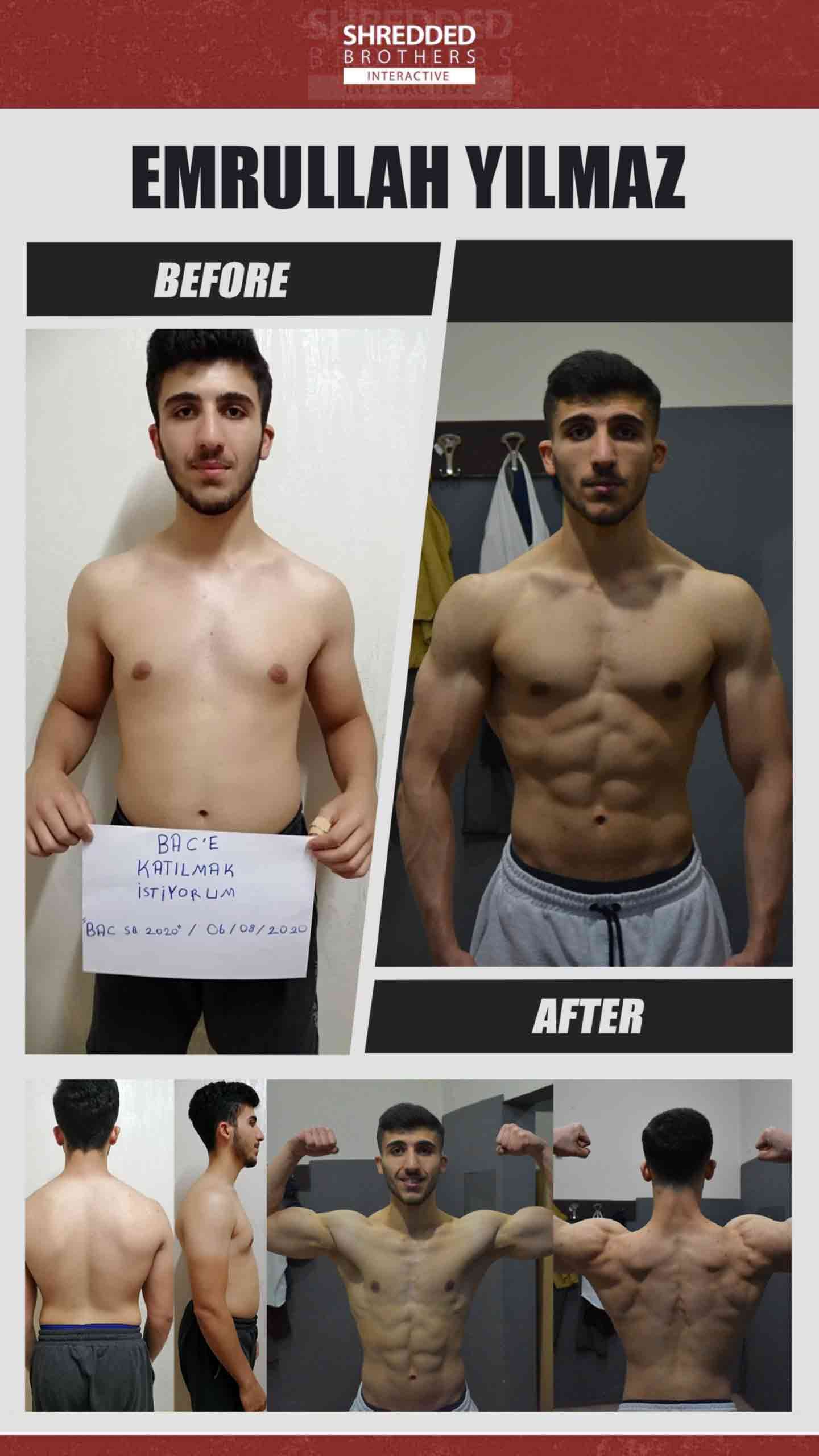 Before and after body transformation of an Idmanify member